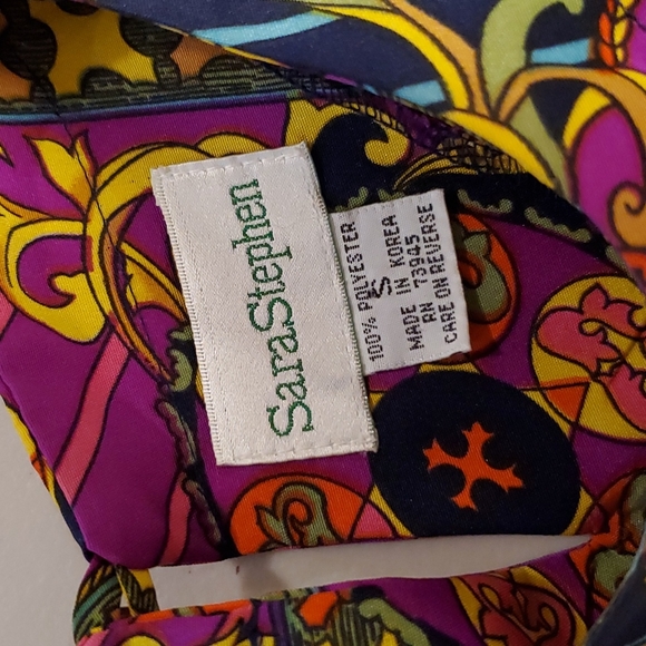 SaraStephen Multicolor graphic print dots checks tassels curliques Sm - Picture 3 of 6